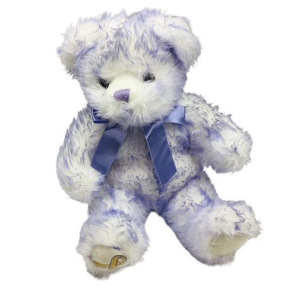 2002 Build A Bear Nikki's Bear Purple Lavender Ribbon Cancer Awareness Plush Toy - Picture 7 of 7